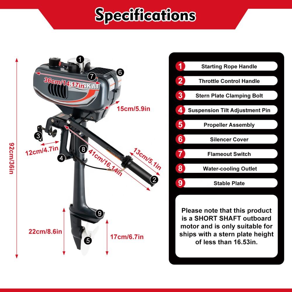 限定販売 新品 HANGKAI 2ストローク ブラック 3. - Fishing Boat Outboard Motor のレビューと価格